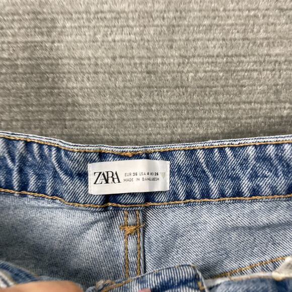 Zara Shorts Women US 4 Blue Distressed Cutoff Denim High Rise Summer Festival - Picture 6 of 12